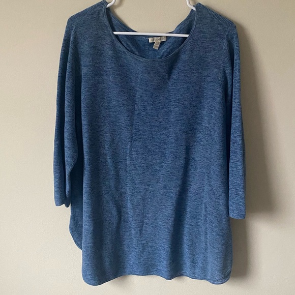 Eileen Fisher Tops - Eileen Fisher Organic Cotton Bateau 3/4 Sleeve Sweater Top